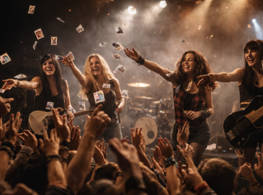 Rockerky hodily při koncertě mezi diváky zlatý kondom. Kdo ho chytil, mohl si s nimi intimně užívat v šatně